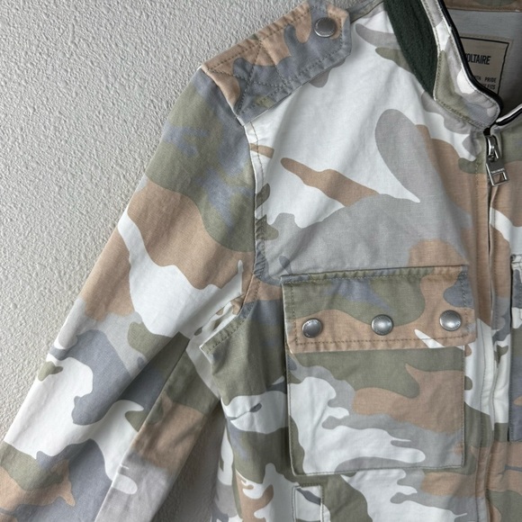 Zadig & Voltaire Cavi Camo Jacket Green Tan Casual Military Women Small Designer - Picture 7 of 13